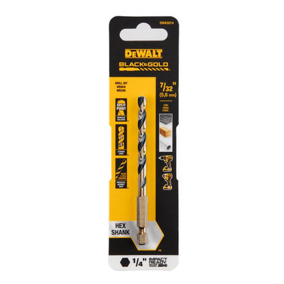 DeWalt Black & Gold 7/32 in. High Speed Steel Impact Ready Drill Bit Hex Shank
