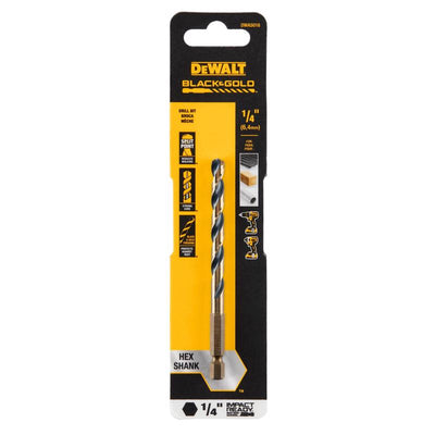 DeWalt Black & Gold 1/4 in. High Speed Steel Impact Ready Drill Bit Hex Shank