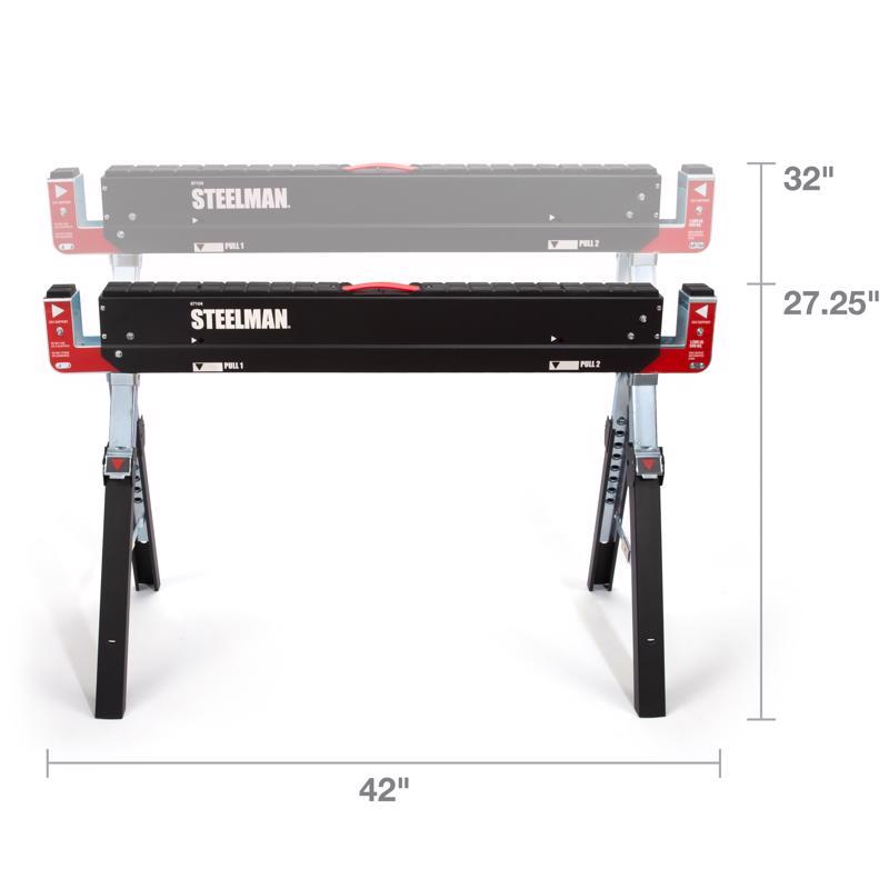 Steelman 32 in. H X 42 in. W X 24.25 in. D Adjustable Folding Sawhorse 1300 lb. cap.