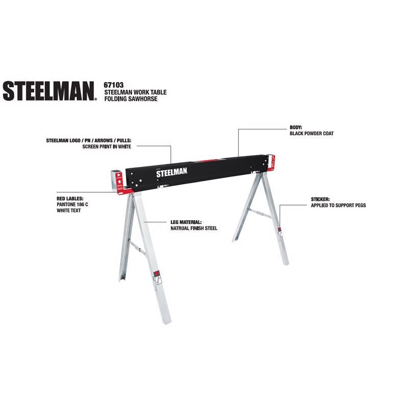 Steelman 30 in. H X 47 in. W X 22 in. D Folding Sawhorse 1100 lb. cap.