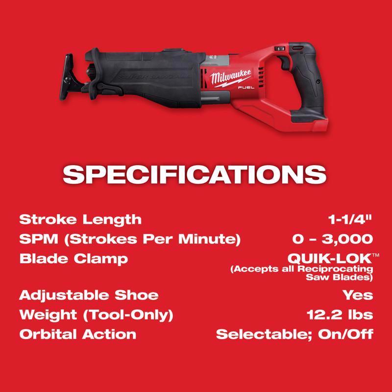 Milwaukee M18 FUEL Super Sawzall Cordless Brushless Reciprocating Saw Tool Only