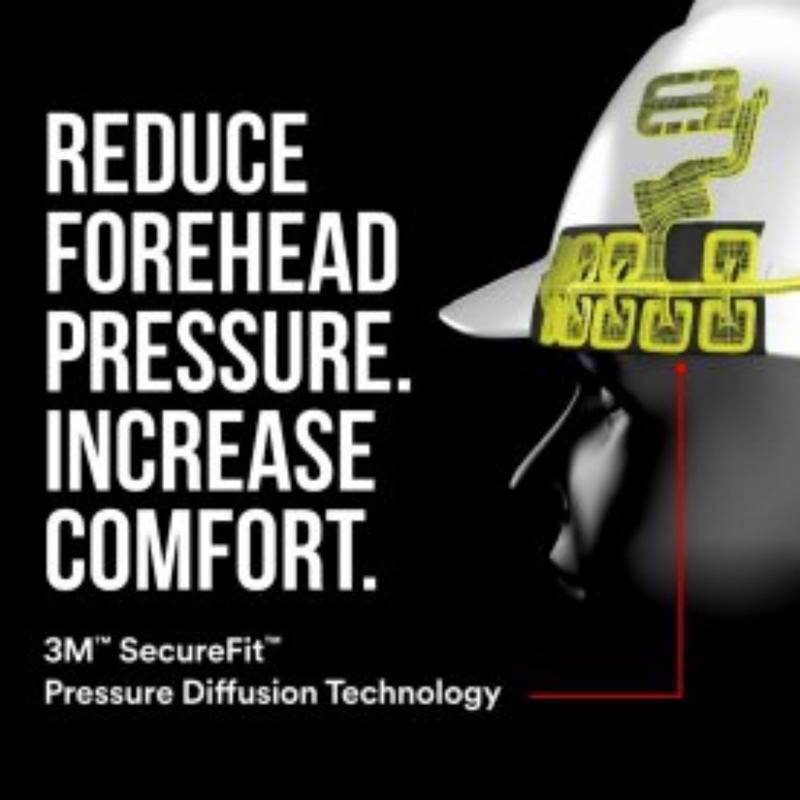 3M SecureFit 4-Point Ratchet Full Brim Hard Hat White