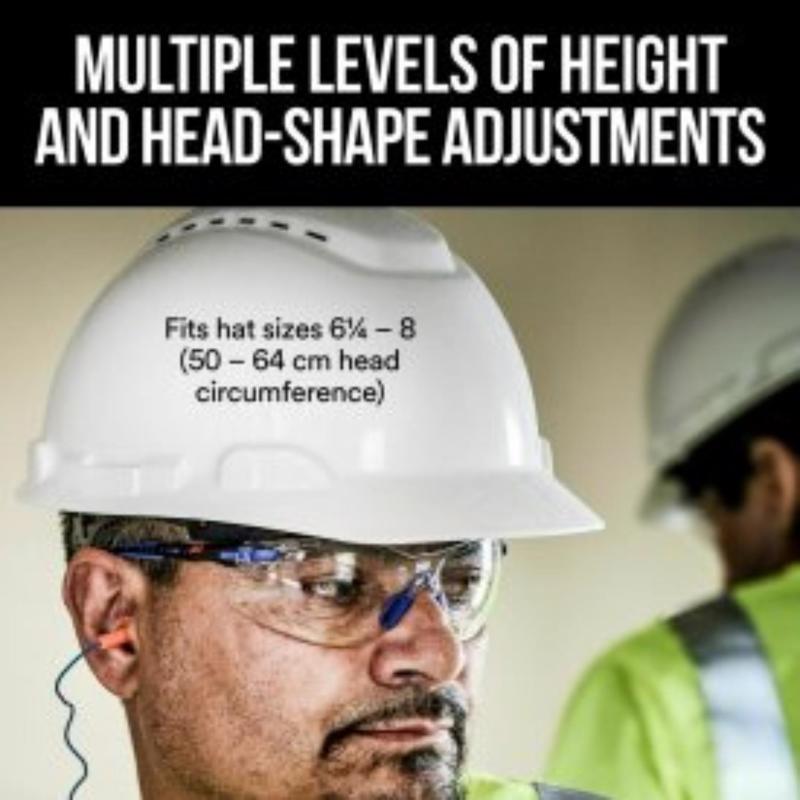 3M SecureFit 4-Point Ratchet Hard Hat White Vented