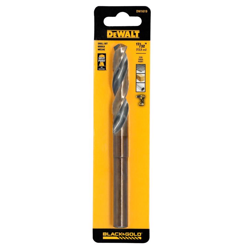 DeWalt Black & Gold 17/32 in. X 6 in. L High Speed Steel Split Point Drill Bit 3-Flat Shank