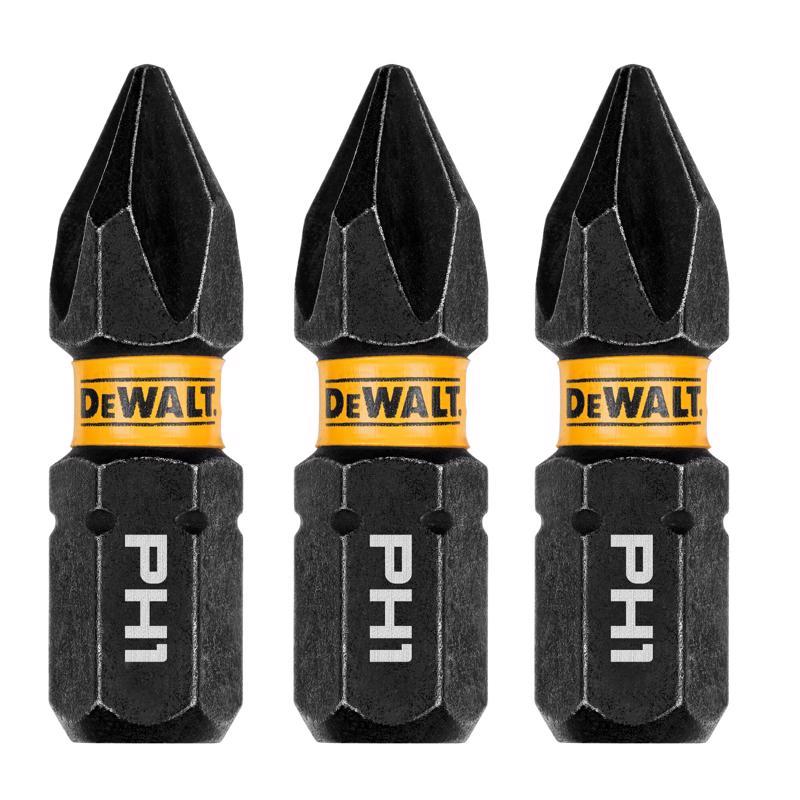 DeWalt FlexTorq Phillips #1 X 1 in. L Impact Driver Bit Set Steel 3 pc