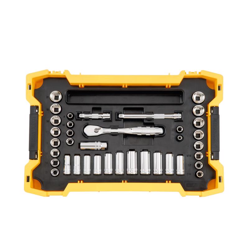 DeWalt ToughSystem 1/4 and 3/8 in. drive Metric/SAE Mechanic's Tool Set 131 pc