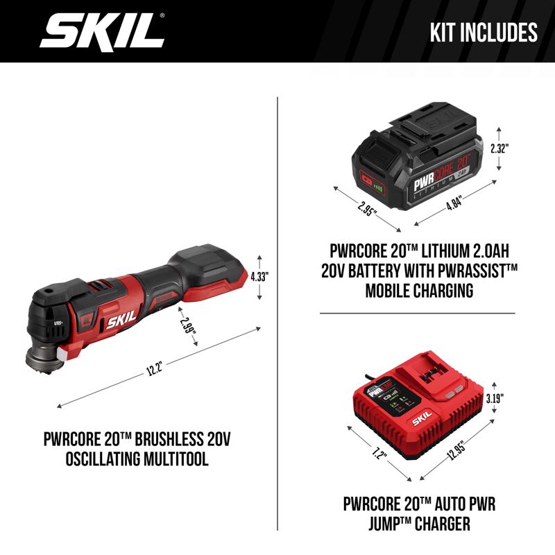 SKIL 20V PWR CORE 20 Cordless Oscillating Multi-Tool Kit (Battery & Charger)