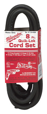 Milwaukee Quik-Lok 18/3 125 V 8 ft. L Power Cord