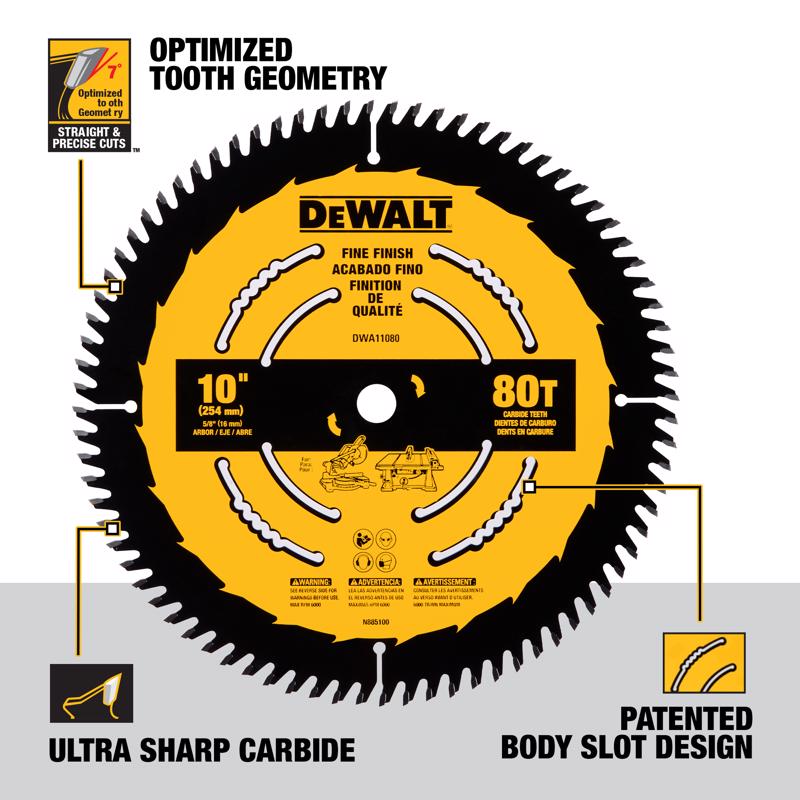 DeWalt 10 in. D X 5/8 in. Carbide Tipped Circular Saw Blade 80 teeth