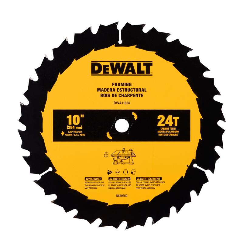 DeWalt 10 in. D X 5/8 in. Carbide Tipped Framing Saw Blade 24 teeth