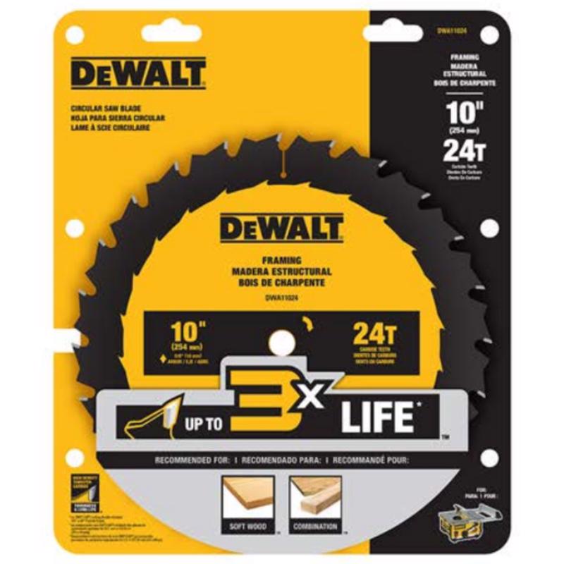 DeWalt 10 in. D X 5/8 in. Carbide Tipped Framing Saw Blade 24 teeth