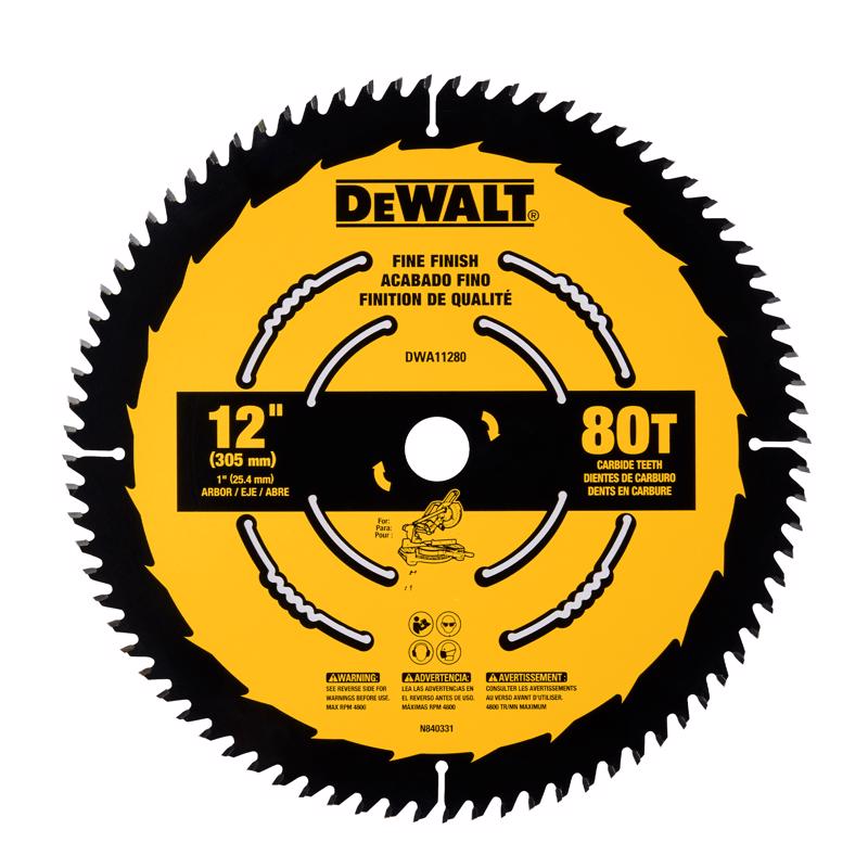 DeWalt 12 in. D X 1 in. Fine Finish Carbide Tipped Circular Saw Blade 80 teeth