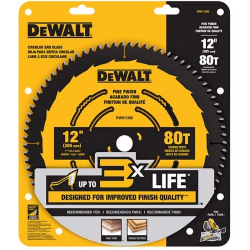 DeWalt 12 in. D X 1 in. Fine Finish Carbide Tipped Circular Saw Blade 80 teeth