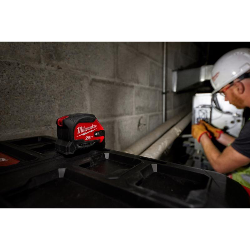 Milwaukee 25 ft. L X 2.05 in. W Compact Wide Blade with LED Light Magnetic Tape Measure