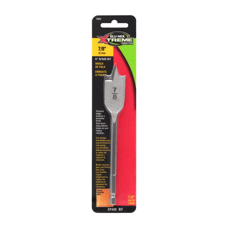 Blu-Mol Xtreme 7/8 in. X 6 in. L Carbon Steel Spade Bit Hex Shank