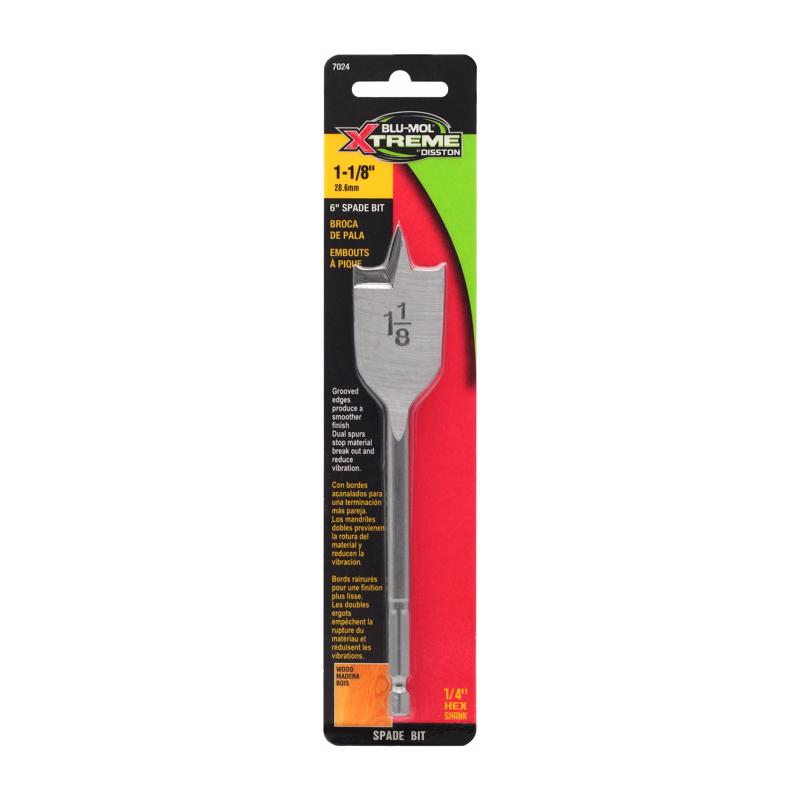 Blu-Mol Xtreme 1-1/8 in. X 6 in. L Carbon Steel Spade Bit Hex Shank