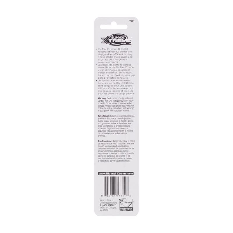 Blu-Mol Xtreme 6 in. Bi-Metal Reciprocating Saw Blade 18 TPI