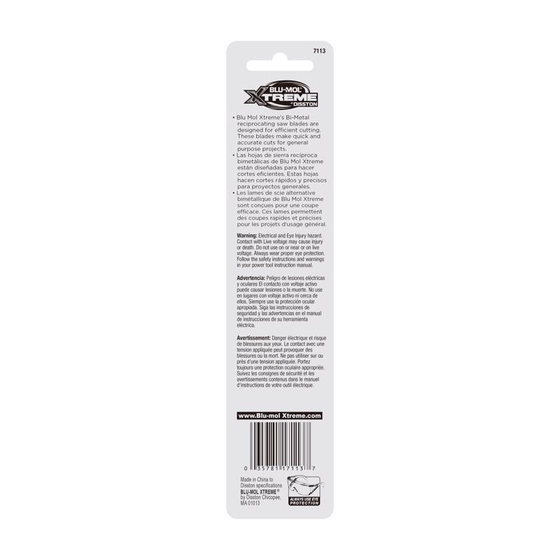 Blu-Mol Xtreme 6 in. Bi-Metal Reciprocating Saw Blade 10 TPI