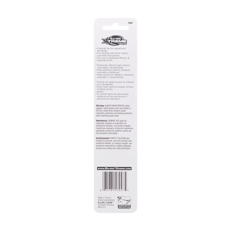 Disston Blu-Mol Xtreme 3/16 in. X 6 in. L Carbide Tipped Masonry Drill Bit Straight Shank