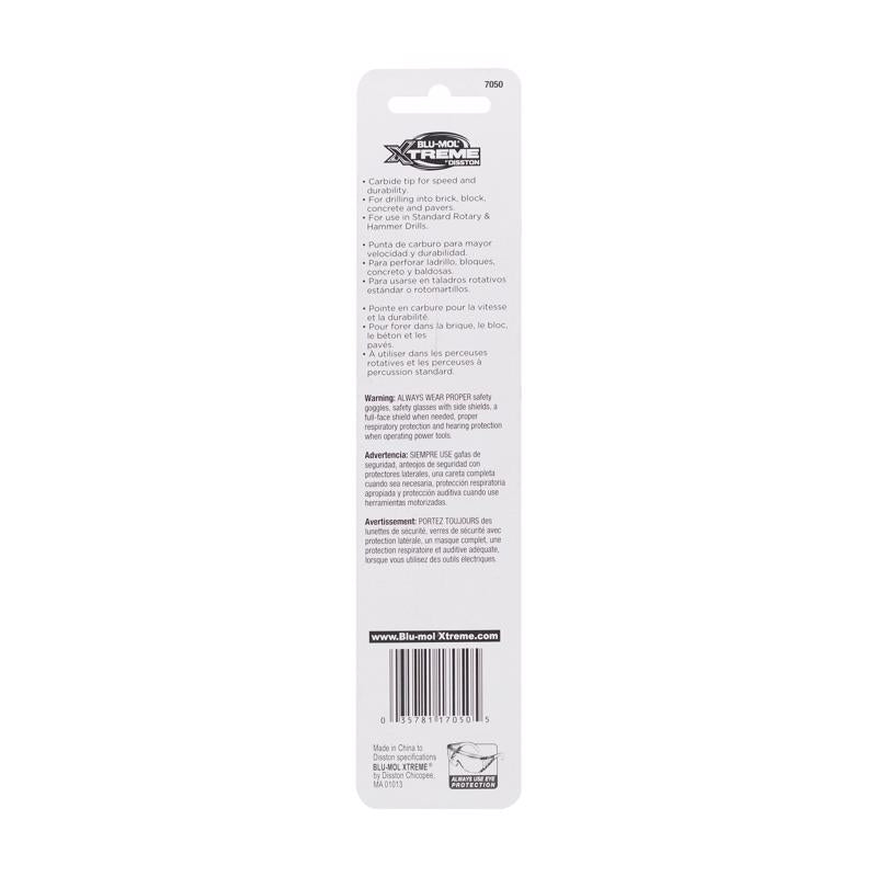 Disston Blu-Mol Xtreme 5/8 in. X 6 in. L Carbide Tipped Masonry Drill Bit Straight Shank