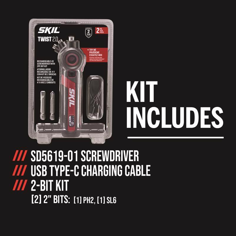 SKIL 4V Cordless Rechargeable Screwdriver with Bit Set