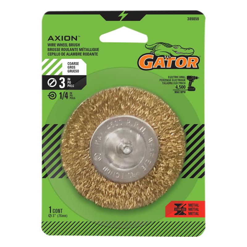 Gator 3 in. Coarse Crimped Wire Wheel Brush Brass Coated Steel 4500 rpm