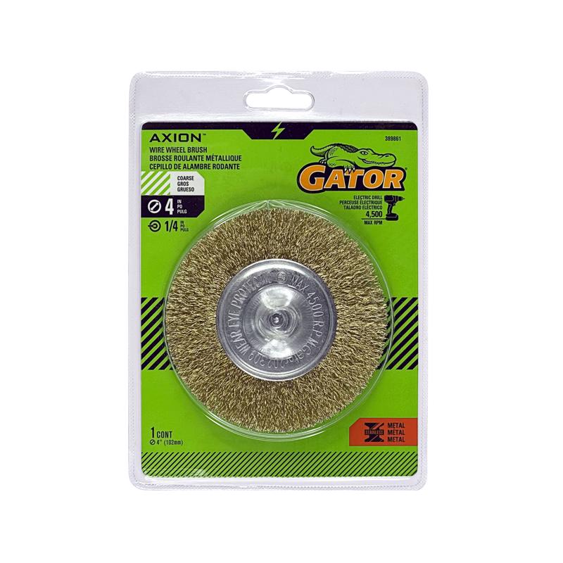 Gator 4 in. Coarse Crimped Wire Wheel Brush Brass Coated Steel 4500 rpm