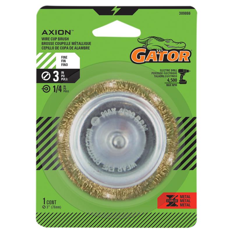 Gator 3 in. Fine Crimped Wire Cup Brush Brass Coated Steel 4500 rpm