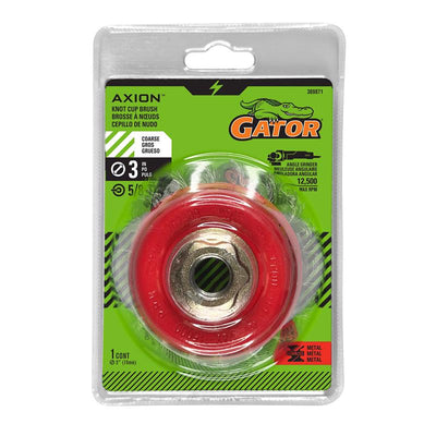 Gator 3 in. Coarse Knotted Wire Cup Brush Brass Coated Steel 12500 rpm