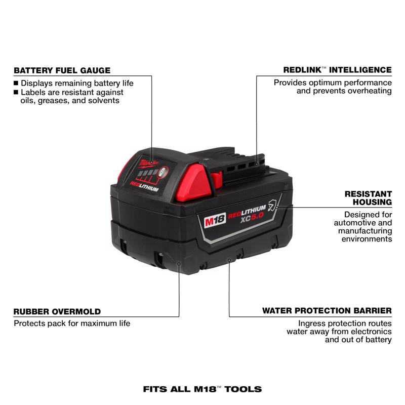 Milwaukee M18 RedLithium 5 Ah Lithium-Ion Battery