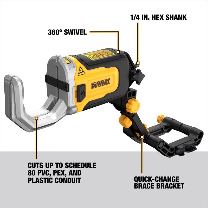 DeWalt Impact Connect 2 in. PVC/PEX Pipe Cutter Attachment Black/Yellow