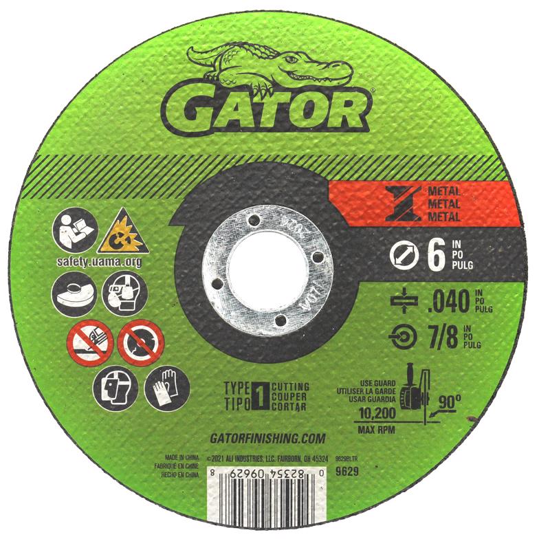Gator 6 in. D X 7/8 in. Aluminum Oxide Metal Cutting Wheel
