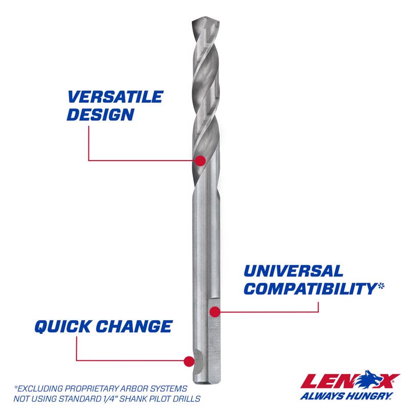 Lenox 1/4 in. High Speed Steel 3-1/4 in. L X 1/4 in. D Hole Saw Pilot Bit
