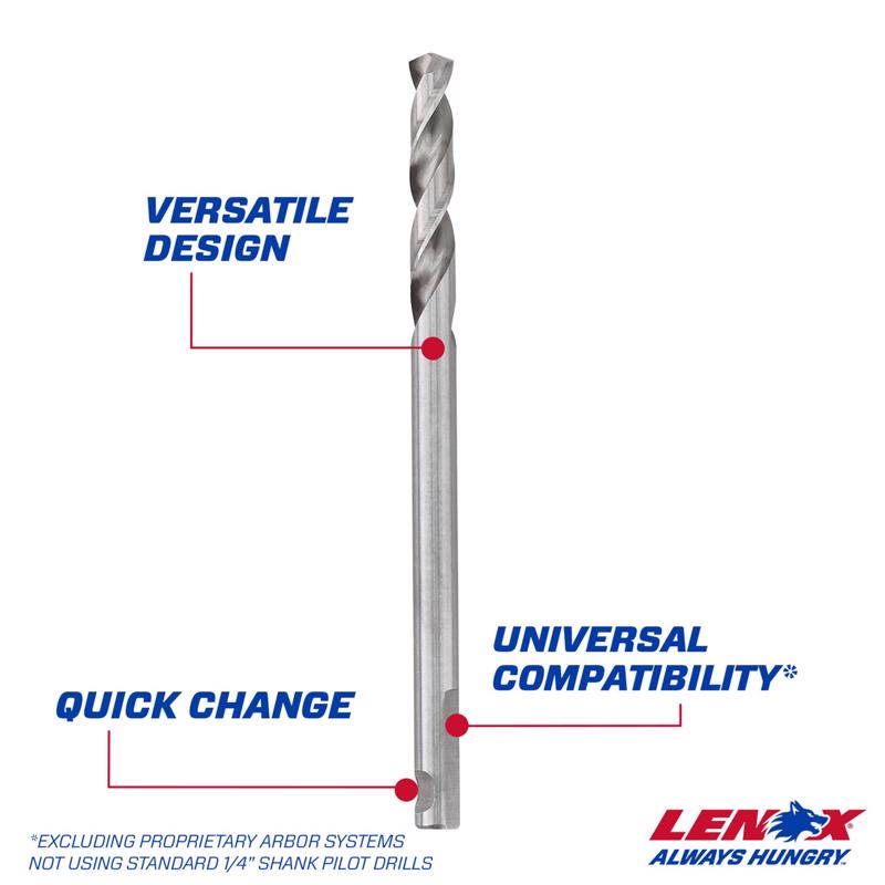 Lenox 1/4 in. High Speed Steel 4-1/4 in. L X 1/4 in. D Hole Saw Pilot Bit