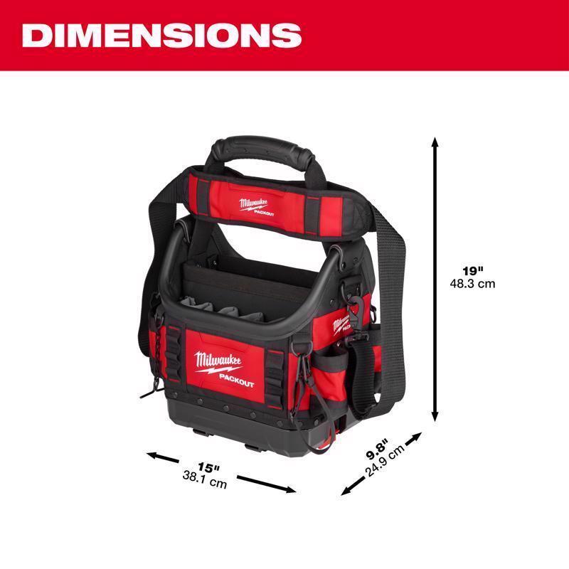 Milwaukee Packout 9.75 in. W X 19 in. H Ballistic Structured Tool Tote 35 pocket Black/Red