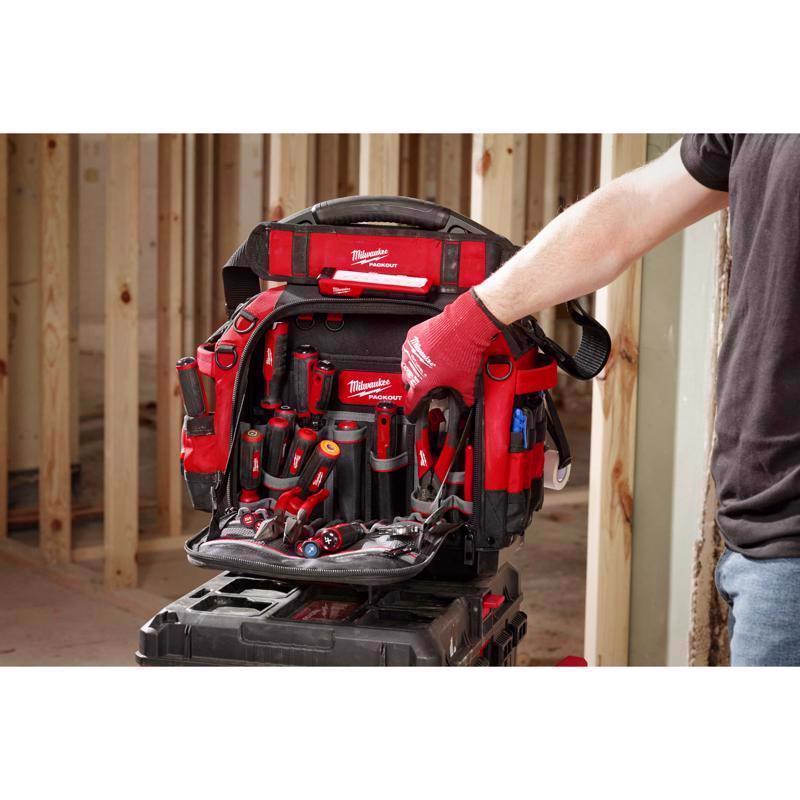 Milwaukee Packout 10 in. W X 19.75 in. H Ballistic 15" Structured Tool Bag 65 pocket Black/Red