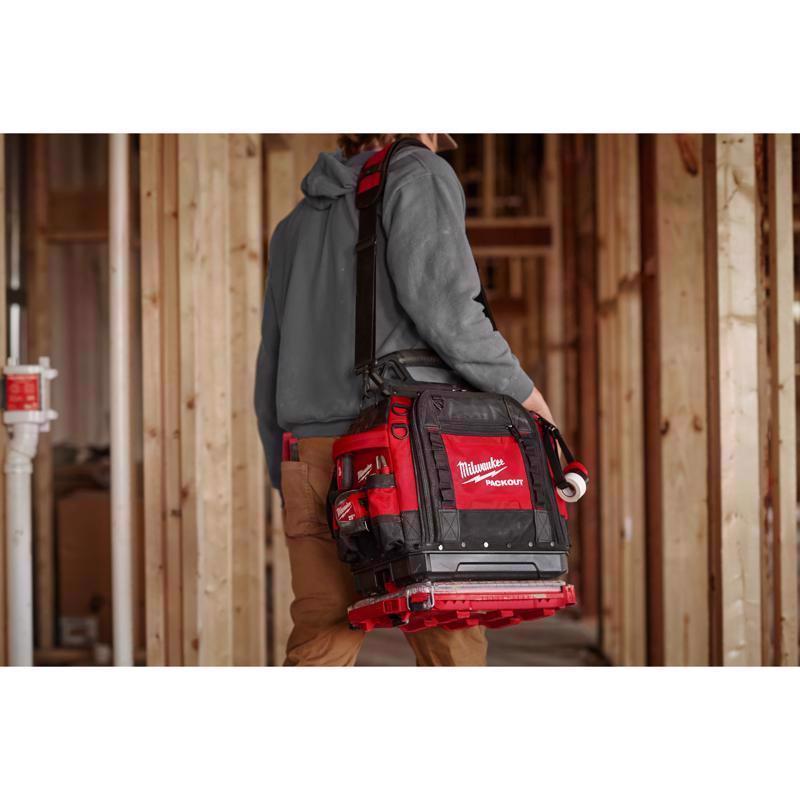 Milwaukee Packout 10 in. W X 19.75 in. H Ballistic 15" Structured Tool Bag 65 pocket Black/Red