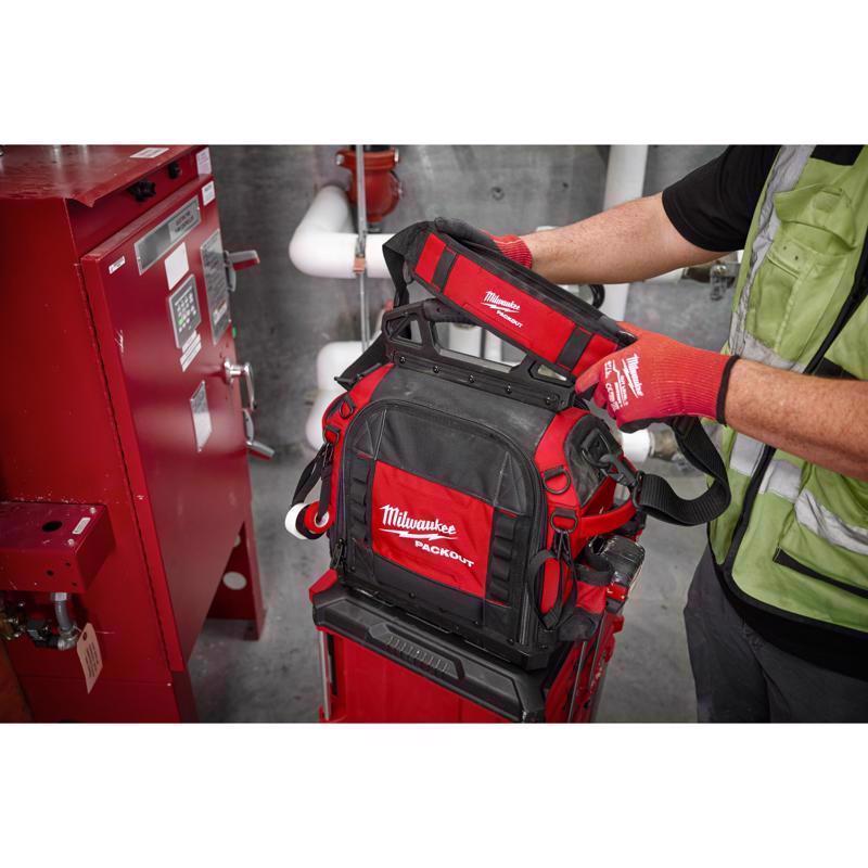 Milwaukee Packout 10 in. W X 19.75 in. H Ballistic 15" Structured Tool Bag 65 pocket Black/Red