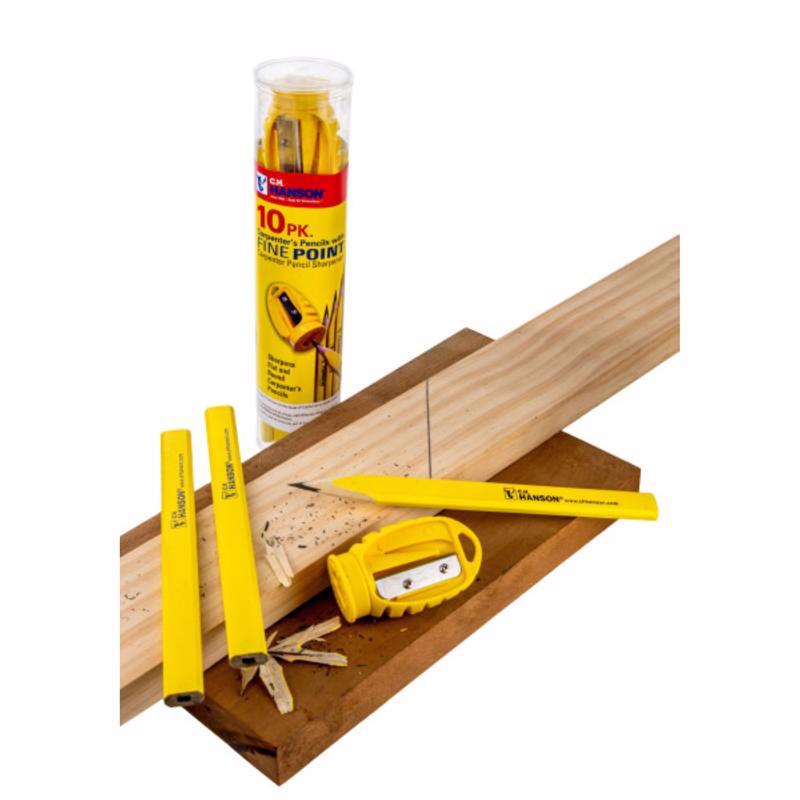 C.H. Hanson 2 in. L Carpenter Pencil and Sharpener Yellow 10 pc
