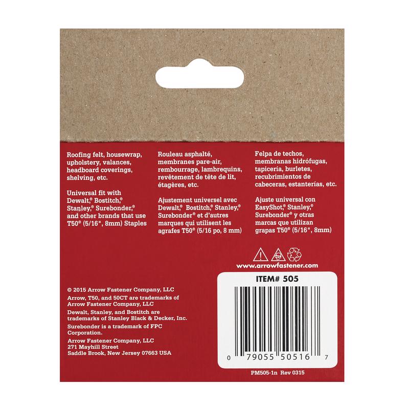 Arrow T50 3/8 in. W X 5/16 in. L 18 Ga. Flat Crown Heavy Duty Staples 1250 pk