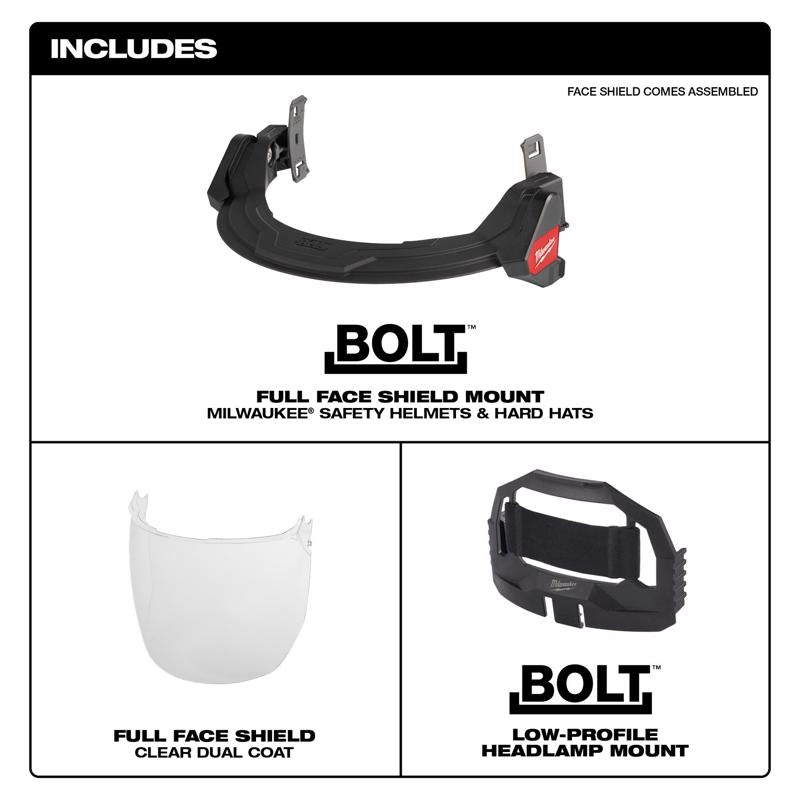 Milwaukee Bolt Anti-Fog PPE Face Shield Clear Lens Black Frame