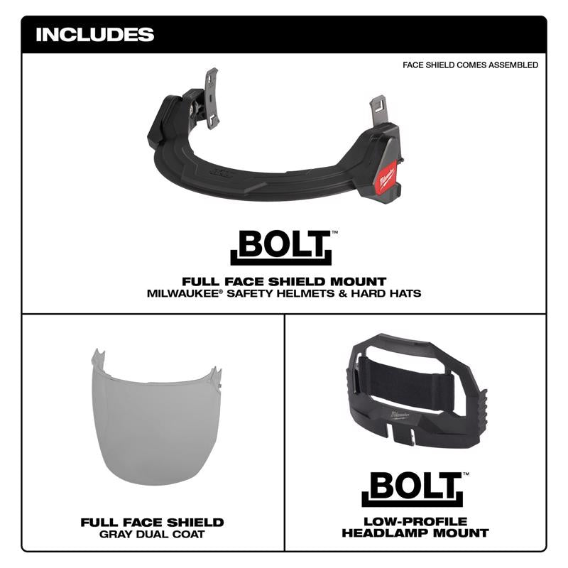 Milwaukee Bolt Anti-Fog PPE Face Shield Gray Lens Black Frame