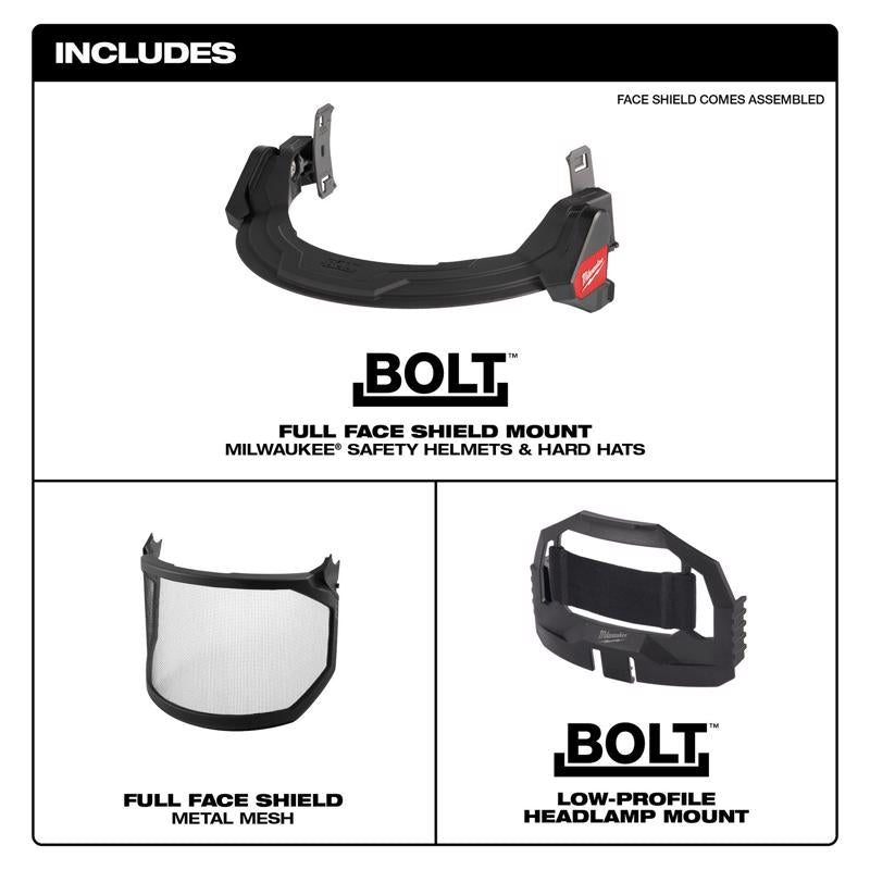 Milwaukee Bolt Anti-Fog Metal Mesh Face Shield Black Frame