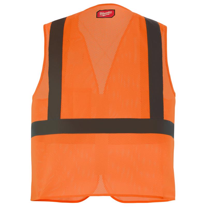 Milwaukee ANSI Type R/Class 2 Reflective Mesh/One Pocket Safety Vest High Visibility Orange 2X/3X