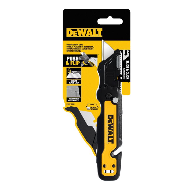 DeWalt Press and Flip Compact Utility Knife Black/Yellow