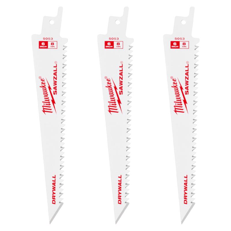 Milwaukee Sawzall Steel Reciprocating Saw Blade 8 TPI 3 pk