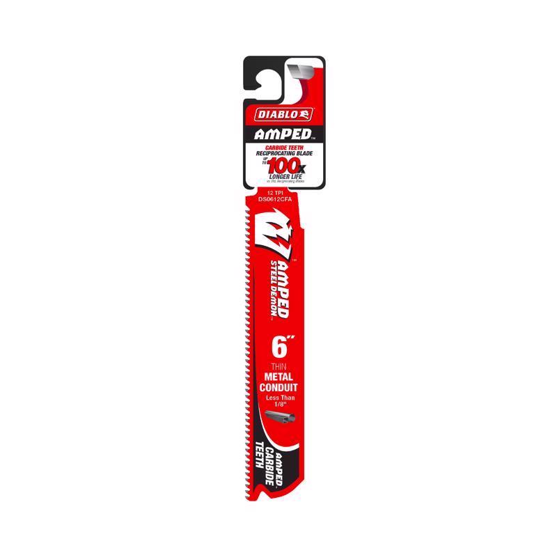 Diablo Amped 6 in. Carbide Tipped Reciprocating Saw Blade 12 TPI