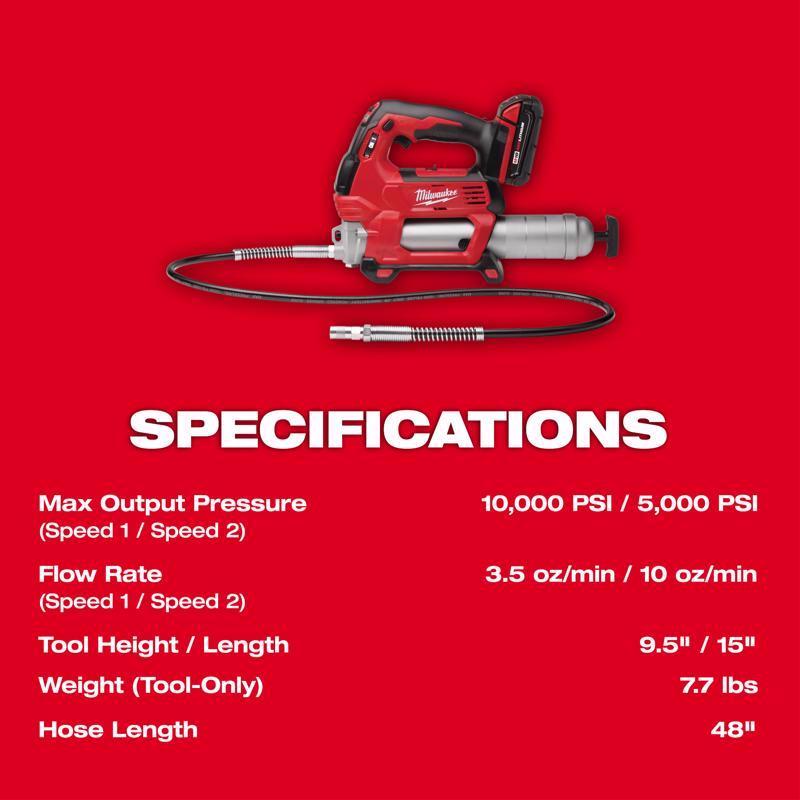 Milwaukee M18 FUEL 1/2 in. Cordless Brushless High Torque Impact Wrench and Grease Gun Kit (Battery