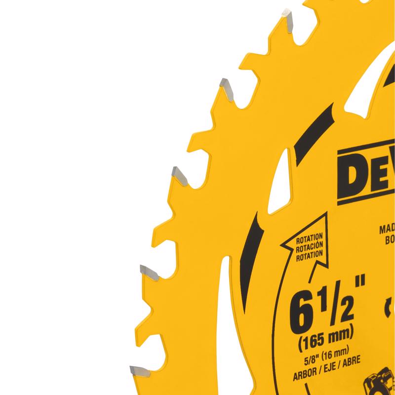 DeWalt 6-1/2 in. D X 5/8 in. Tungsten Carbide Tipped Circular Saw Blade 24 teeth
