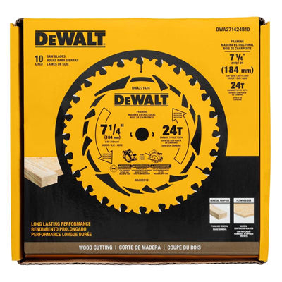 DeWalt 7-1/4 in. D X 5/8 in. Tungsten Carbide Tipped Circular Saw Blade 24 teeth